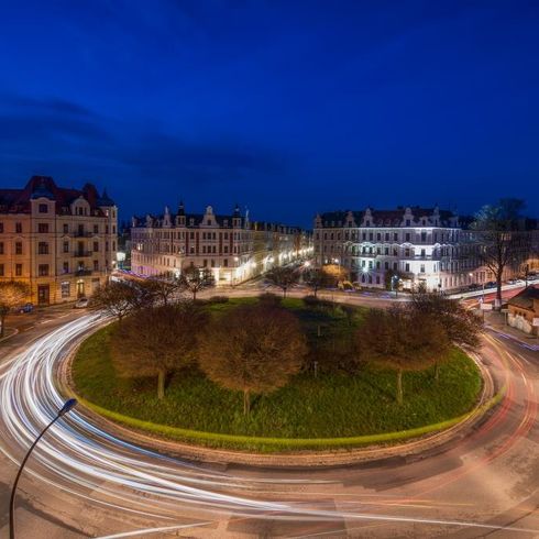 Brautwiesenplatz Görlitz bei Nacht