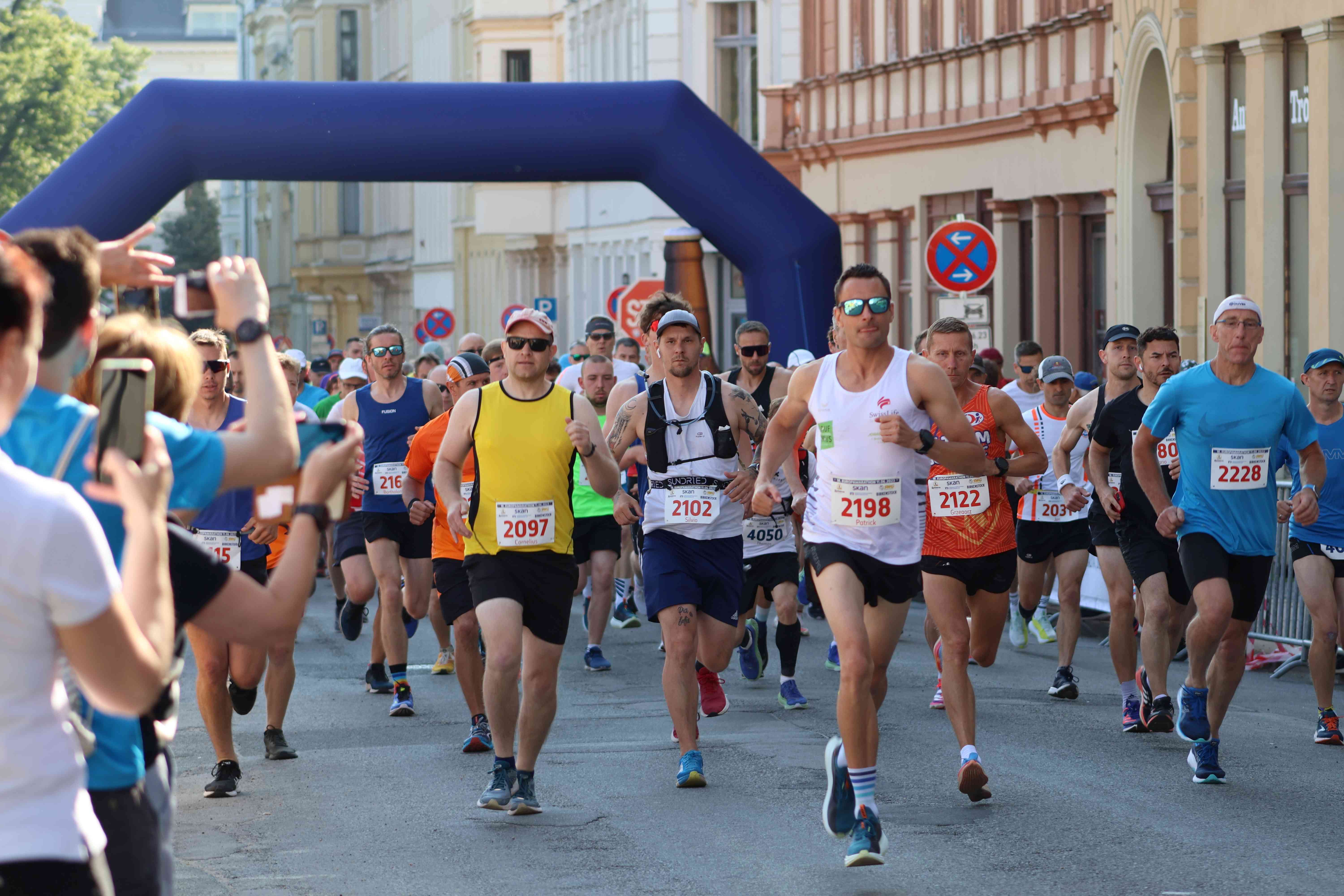 At the start of the marathon.